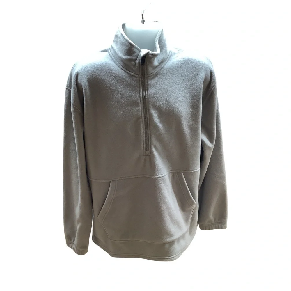 Xersion Size LT Light Gray Fleece Quarter-Zip Pullover with Front Sleeves. New